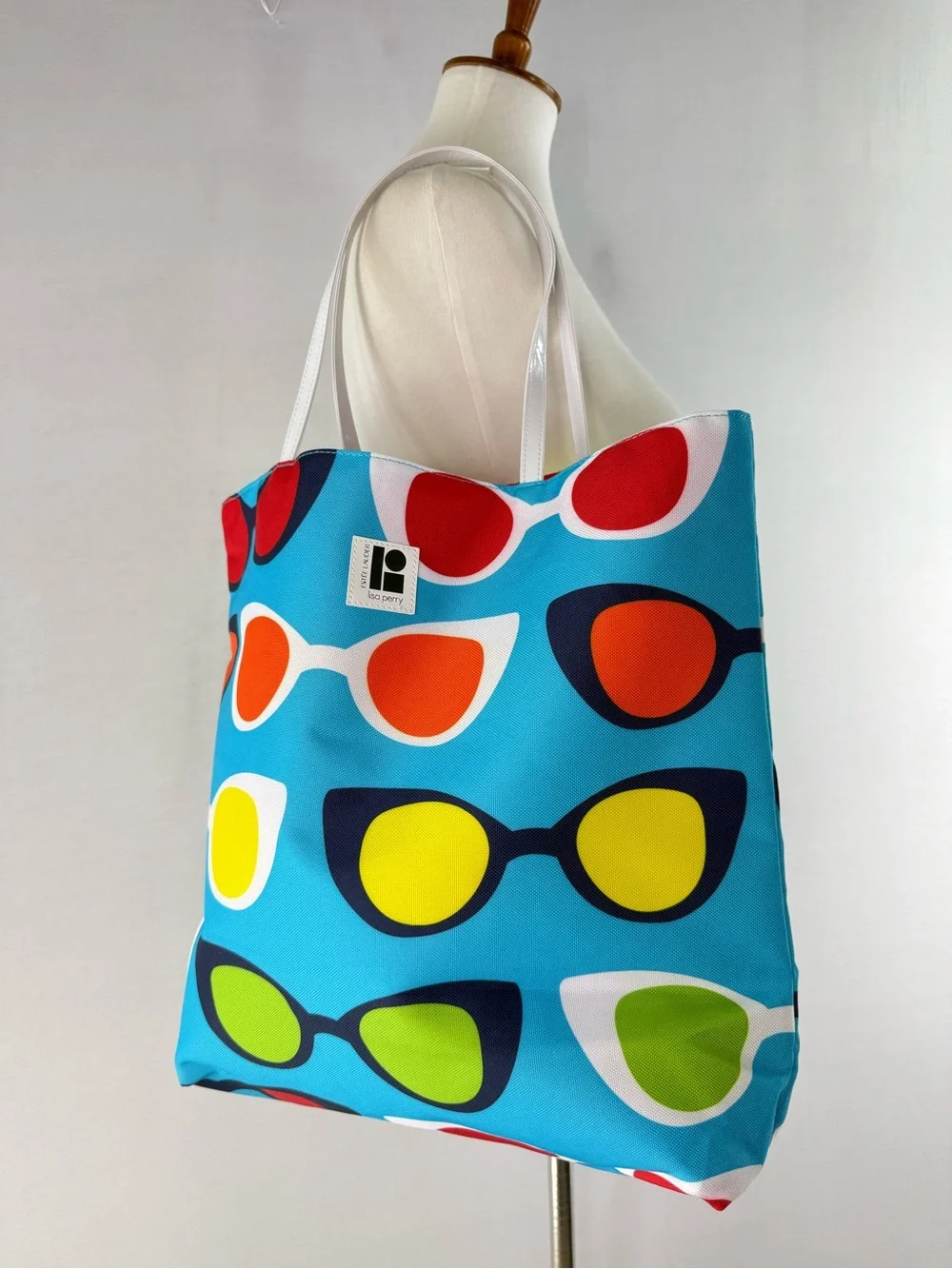 Estée Lauder x Lisa Perry Colorful Sunglasses Print Canvas Tote Bag